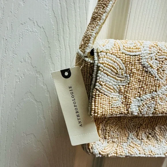 Anthropologie Tan and Cream Beaded Clutch - Picture 2 of 10